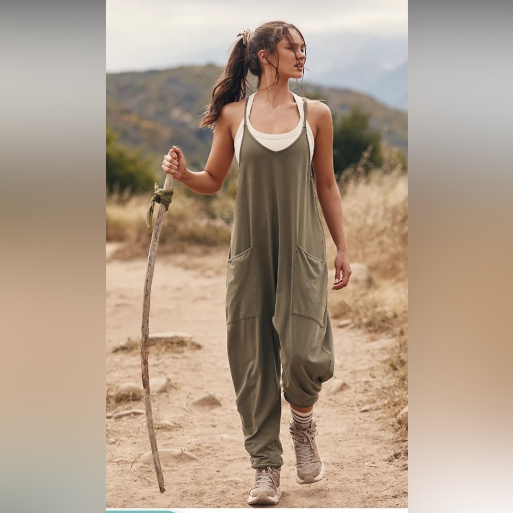 Free People Olive Green Sleeveless Jumpsuit